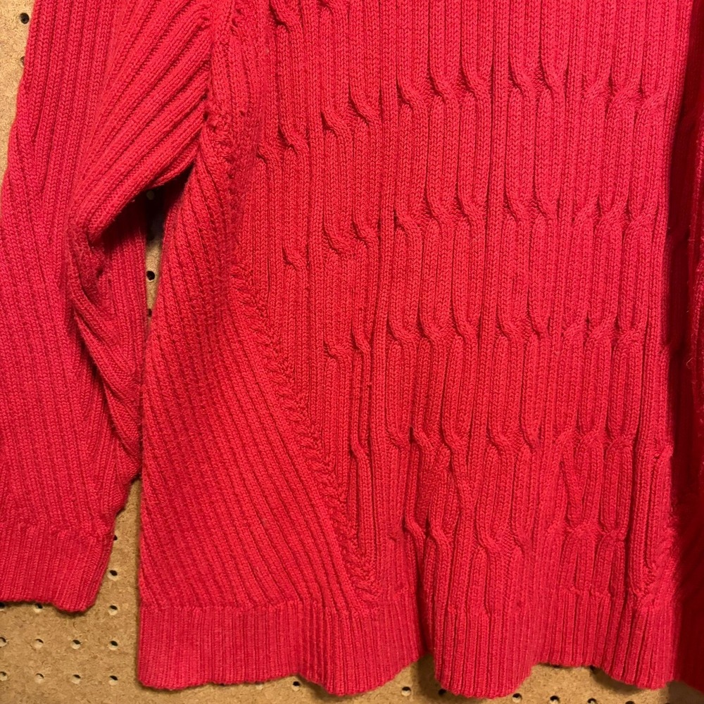 J. Jill Sweater 2X Red Cable Knit Ribbed Crew Neck Raglan Plus Size Pullover - Picture 3 of 7